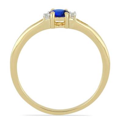 BUY 14K GOLD REAL BLUE SAPPHIRE GEMSTONE WITH WHITE DIAMOND CLASSIC RING
